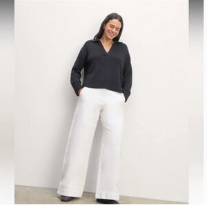 Everlane Wide Leg Pants 0 White NWOT Trousers Womens Capsule Coastal Boho